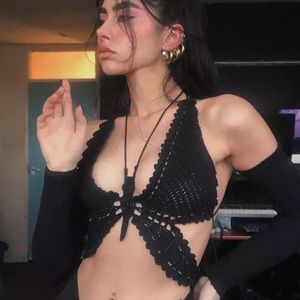 Crochet butterfly knit top